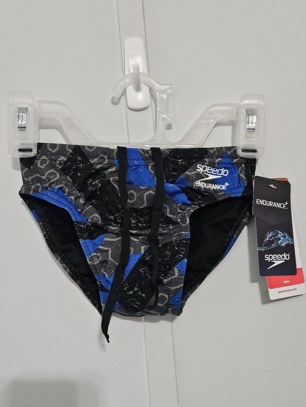 Speedo Endurance+ Size 22 Boys Royal Blue Swim Trunks with Elastic Drawstring Wa